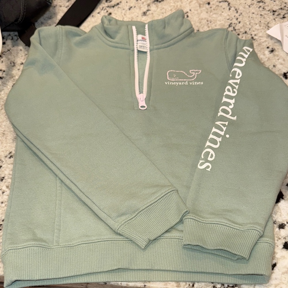 Vineyard Vines Sage Green Zip-Up Sweater